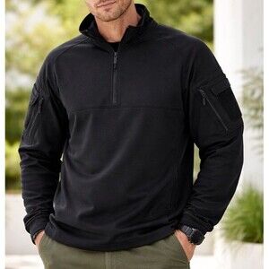 CQR Tactical Combat Shirt Long Sleeve 1/4 Zip Pockets Men's Large Black